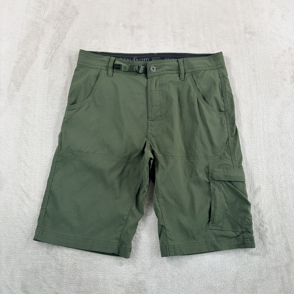 prAna Zion Belted Hiking Stretch Shorts in Green Men 32 Cargo Pockets